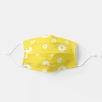 Summer Yellow and White Daisy Pattern Adult Cloth Face Mask