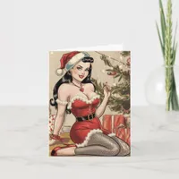 Sexy Retro Pinup Lady Mrs. Claus Christmas Card