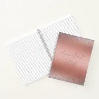 Rose Gold Brushed Metal Glitter Monogram | Notebook