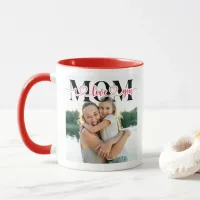 I Love You Mom Red Heart Typography Photo Mug