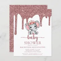 Budget Rose Gold Glitter Drips Elephant Girl Baby