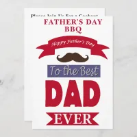 Best Dad Ever Fathers Day Mustache BBQ Party Invitation