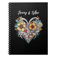 Personalized Floral Heart Romantic Notebook