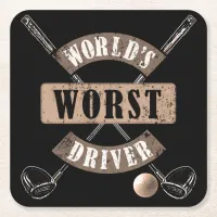 World's Worst Driver WWDa Square Paper Coaster