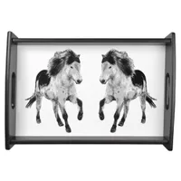 Icelandic horse in black and white  serving tray