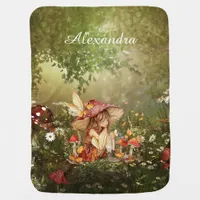 Cute Mushroom Fairy in the Forest Baby Blanket