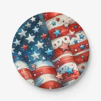 Red, White and Blue Patriotic Fourth of July Party Paper Plates