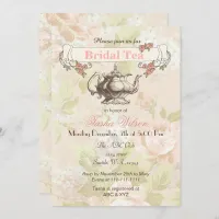 vintage Blush floral Bridal Tea Party Invites