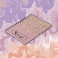 Elegant Rose Glitter Monogram Name | Notebook