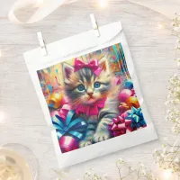 Cute Pink and Blue Kitten Girl's Birthday Favor Bag