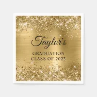 Glittery Gold Foil Graduation Napkins