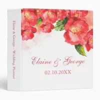 Watercolor Red Coral Floral Wedding Planner 3 Ring Binder