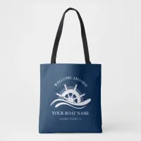 Boat Name Nautical Ship Wheel Tote Bag