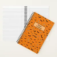 Halloween Black and White Flying Bats Pattern Notebook