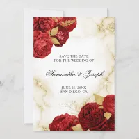 Gold and Red Vintage Floral Border Save The Date