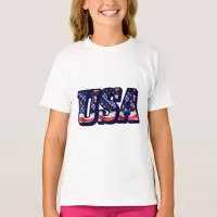 USA Flag Letters, Flag Girls' Hanes TAGLESS&#174; Shirt