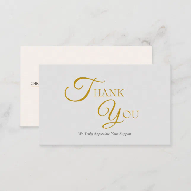 Modern Elegant Grey and Gold Thank You Card