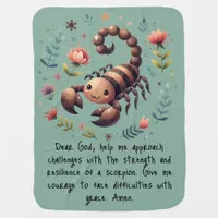 Kids Christian Prayer Woodland Scorpion on Green | Baby Blanket