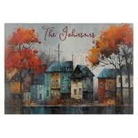 Row of Houses in Autumn - Fall Aesthetic Cutting Board