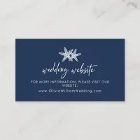 Navy Blue Beach Starfish Wedding Website Enclosure Card