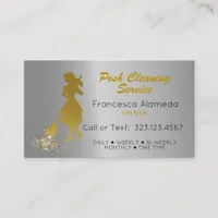 Posh Cleaning Service Metallic Steel Gold Template Business Card