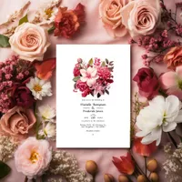 From Blush To Currant Red Floral Spring Wedding Invitation