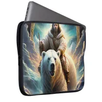 (AI Generated ) Jesus on a polar bear  Laptop Sleeve