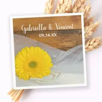 Yellow Daisy and Bridal Veil Country Barn Wedding Paper Napkins