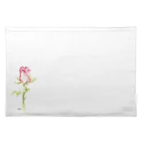 Single Hand Painted Watercolor Pink Red Rose Cloth Placemat