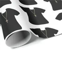 Black and White Priest or Pastor's Uniform Wrapping Paper