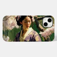 Woman Walking Under Cherry Trees on a Sunny Day Case-Mate iPhone Case