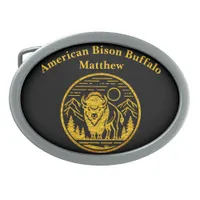 Majestic Bison in Mountain Landscape Belt Buckle