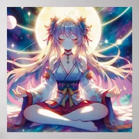 Namaste Anime Girl Meditating Poster