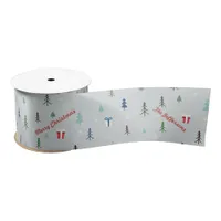 Scandinavian Christmas forest with return address Satin Ribbon