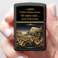 Farmer Caring for Brahma Chickens at Dawn Zippo Lighter