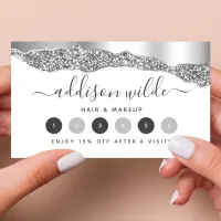 Silver Glitter Diamonds Glam Loyalty Card