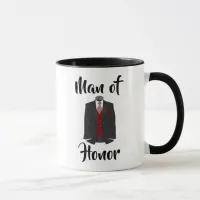 Man of Honor  Burgundy Tuxedo Wedding Coffee Mug