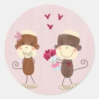 Lovely Sock Monkey Couple Sticker