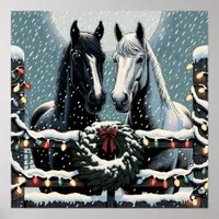 Festive Horses | Christmas Art Poster