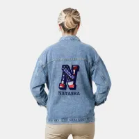 American Flag Letter N Personalize Your Name Denim Jacket