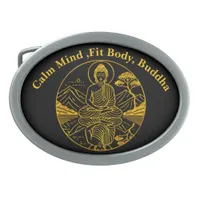 Serene Buddha Figure Reflecting on Tranquil Waters Belt Buckle