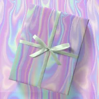 Metallic Iridescent Rainbow Pink Aqua Purple Girly Wrapping Paper