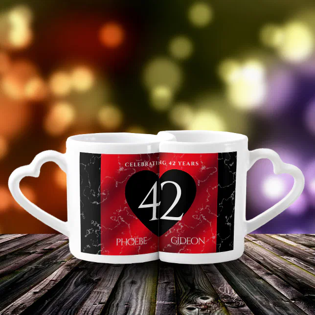 Elegant 42nd Jasper Wedding Anniversary Coffee Mug Set