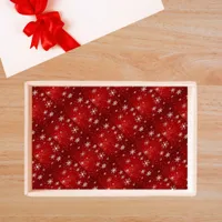 White Snowflakes with Red Background Tissue Paper