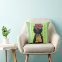 Top Hat Vintage Cat Cute Doodle Art Fun Throw Pillow