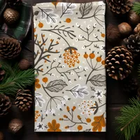 Autumn Fall Berries Leaves and Branches Pattern Towel