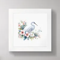 Tropical Egret Bird Coastal Mini Art  Framed Art