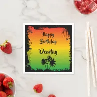 Rasta Reggae Red Gold Green Jamaican Birthday Napkins