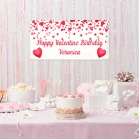 Valentine Birthday Red Confetti Hearts  Banner