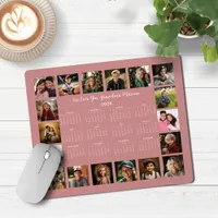 2025 Rose Pink Multiple Photo Collage Calendar Mouse Pad